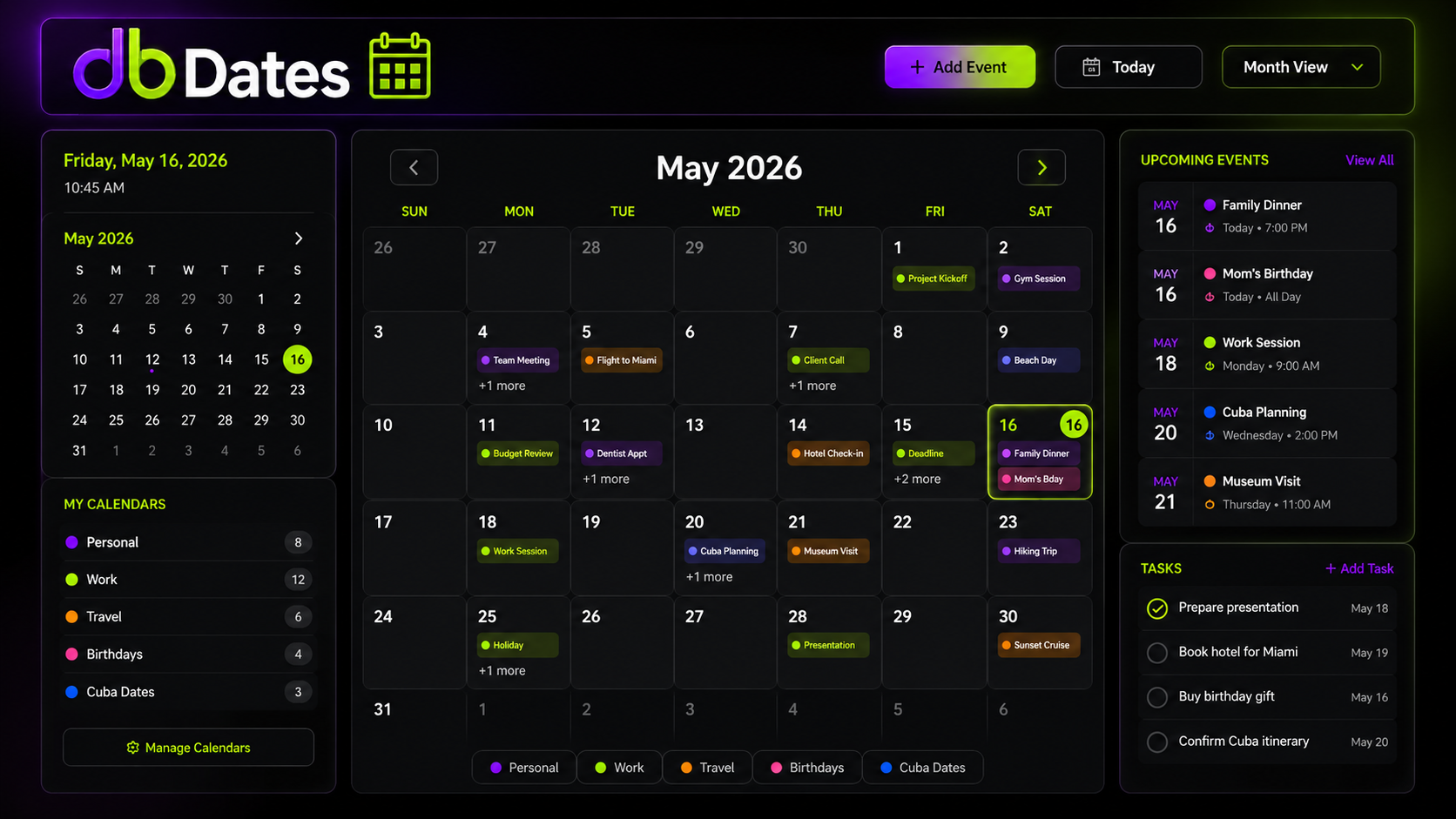 db Dates Screen